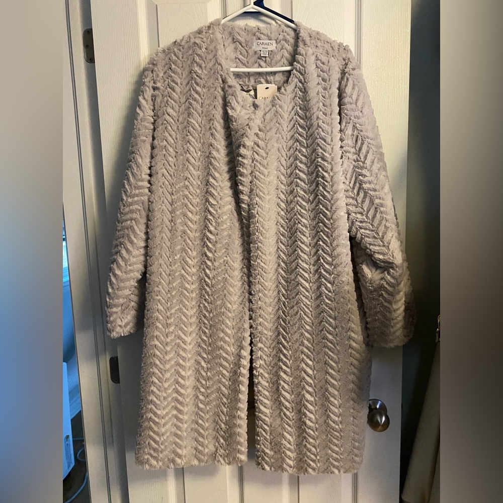 Gray Faux Fur Coat Size 2X